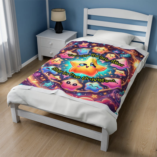 Velveteen Plush Blanket - Super Cute Cosmic Inspirational Blanket